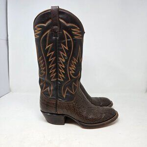 Vintage Renegade Men's 7D Brown Leather Western Cowboy Boots Embroidered Stitchi
